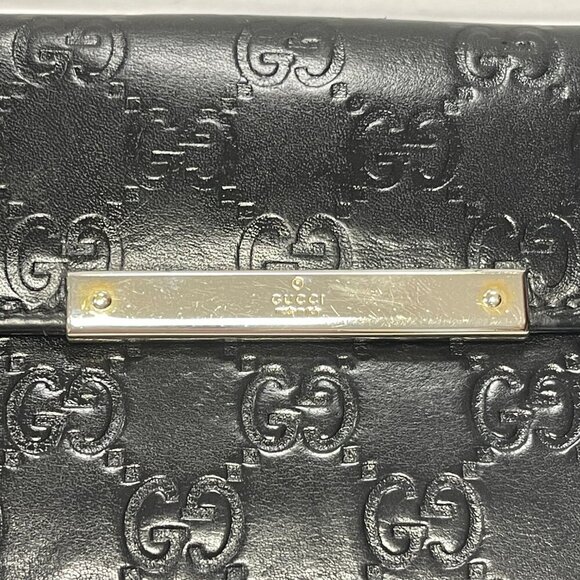 Gucci Guccissima Margaux Black Calfskin Leather Continental Wallet - Preowned - Picture 10 of 13